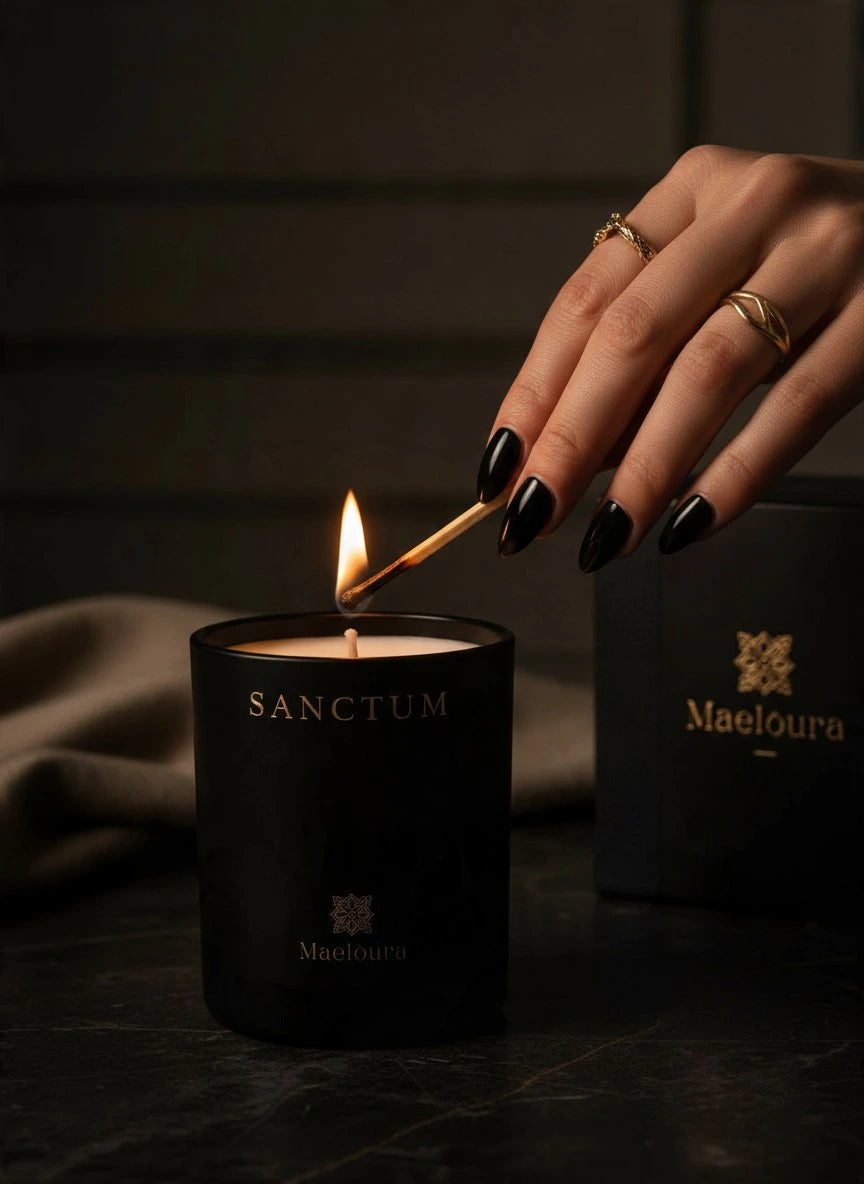 SANCTUM Duftkerze wird angezündet